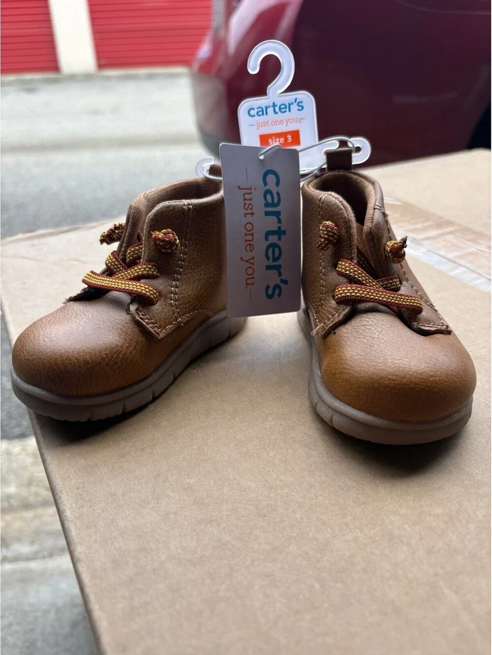 NWT Carter's Toddler Boys Kyrie Boots Tan Size 3 Soft Soles For Learning To Walk